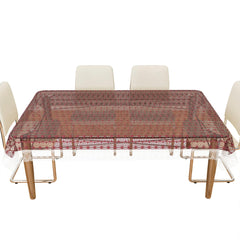 Heart Home Dining Table Cover | PVC Table Cloth Cover | 6 Seater Table Cloth | Self Star Table Cover | Table Protector | Table Cover for Dining Table | 60x90 Inch | DTC | Brown