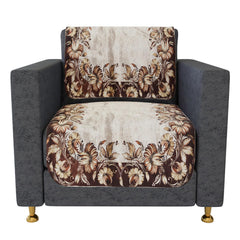 Heart Home Sofa Cover | Single Seater Sofa Slip Cover Set | Brown Flower Sofa Cover | Velvet Couch Cover | Sofa Slipcover Set | Sofa Cover for Living Room | Golden