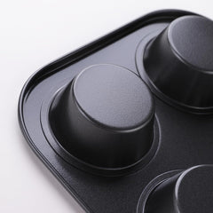 Kuber Industries 6 Slots Non-Stick Cup Cake Tray|Cup Cake Mould for Baking|Idol for Muffin, Small Cake-Pack of 4 (Black)