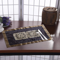 Kuber Industries Laminated Patch Floral Design PVC 6 Piece Dining Table Placemat Set (Gold) - CTKTC040621