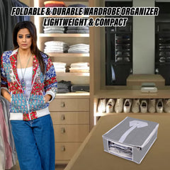 Heart Home Shirt Cover | Foldable & Durable Wardrobe Organizer | Non Woven Shirt Organizer for Home & Traveling with Transparent Window | Pack of 3 | Gray