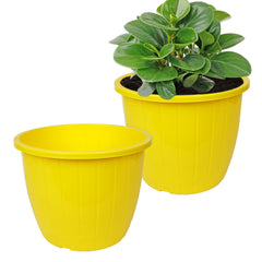 Heart Home Flower Pot | Flower Pots for Indoor & Outdoor | Plastic Pot for Gardening | Planter for Flower | Balcony Flower Pot with Drain Holes | Duro Flower Pot | 6 Inch | Pack of 2 | Yellow