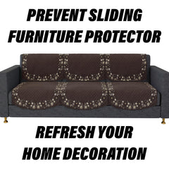 Heart Home Sofa Cover | Single Seater Sofa Slip Cover Set | Digital Painting Sofa Cover | SUEDE Ultra Sonic Couch Cover | Sofa Slipcover Set Living Room | Brown