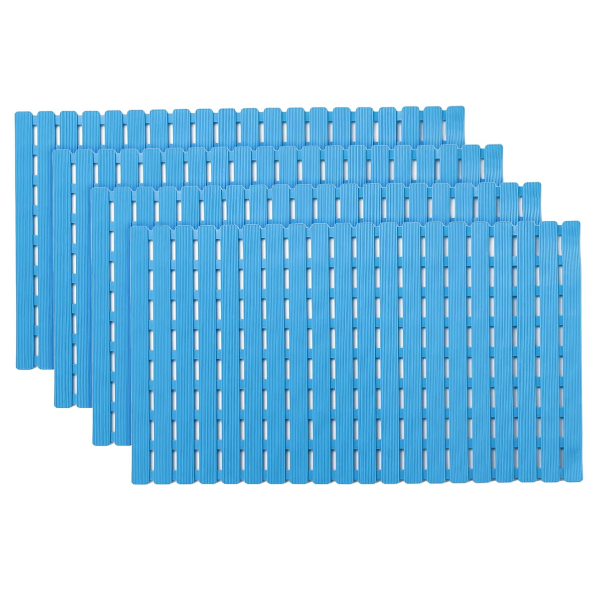 Kuber Industries Bath Mat | PVC Bathroom Mat | Shower Bath Mat | Floor Tub Mat | Bathroom Mud Mat | Anti-Skid Shower Bathroom Mat | JL-01A |Pack of 4| Blue