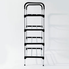 Kuber Industries (Pack 2) 5 Layer Shoe Rack | Footwear Holder | Shoe Storage Organizer Cabinet | Multi-Layer Adjustable shoe rack stand | Easy Assembly Sturdy Shoe Tower | Black & Silver