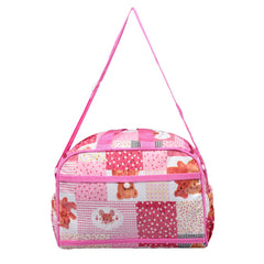 Kuber Industries Baby Diaper Bag | Maternity Diaper Changing Bag | Travel Diaper Bag | Diaper Bag for Mothers | Transparent D Pocket Baby Bag | Teddy Bear Diaper Bag with Straps | Pink
