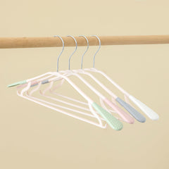 Heart Home PP Cloth Hanger Set of 5 With Zinc Plated Steel Hook (Grey)