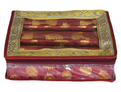 Kuber Industries Multipurpose Feather Design Laminated 3 Rod Bangle Box/Organizer/Case With Tranasparent Top (Maroon)-47KM0201