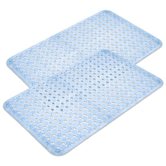 Heart Home Bath Mat | PVC Bathroom Mat | Shower Bath Mat | Transparent Round Check Floor Tub Mat | Foot Massager Mat | Anti-Skid Floor Mat | Shower Mat | Pack of 2 | Blue