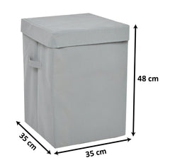 Heart Home Non-Woven Laundry Basket, Clothes Hamper For Laundry Closet, Bedroom, Bathroom With Lid & Handles (Grey)-44HH0186