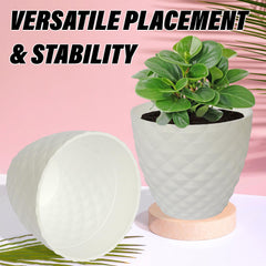 Kuber Industries Flower Pot | Flower Planter Pots for Indoor | Flower Pots for Outdoor | Pot for Garden & Balcony Flowering | Flower Plants Pot | Diamond Flower Pot | 6 Inch | Pack of 5 | White
