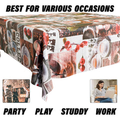 Heart Home Table Cover | Dining Table Cover | Center Table Cover | Reversable Table Cover for Kitchen Table | Coffee Cup Table Cover for Hall Décor | 54x54 Inch | Brown