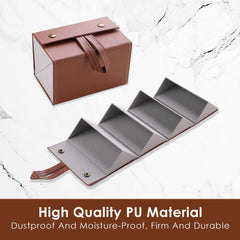 Kuber Industries 4 Slots Sunglasses Organizer | Hanging And Foldable Eyeglasses Case | Eyewear Display Containers For Women And Men | PU Leather Goggles Organizer Box Case | Brown | Pack of 5