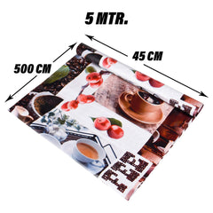 Kuber Industries (2 Rolls) Anti Slip Kitchen Shelf Sheets - Waterproof Wardrobe Sheets for Shelves | Cabinet | Drawer | Cupboard - Shelf Liner for Refrigerator (Easy to Cut) (Coffee Design) (5 Mtr)