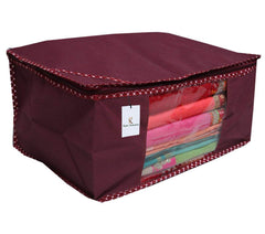 Kuber Industries Non Woven 6 Pieces Saree Cover/Cloth Wardrobe Organizer and 6 Pieces Blouse Cover Combo Set (Maroon)