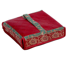 Kuber Industries Cotton Foldable Make Up Kit Cum Jewellery Kit Necklace Pouch (Maroon) -CTKTC039115