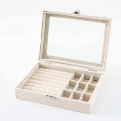 Kuber Industries Pack of 4 Velvet Jewelry Box Organizer | Jewelry Storage Box | Jewelry Organizer | Showcase Holder Dresser Organizer for Earring Necklace Bracelet Ring |YXX-019 | White