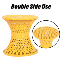 Heart Home Seating Stool | Plastic Mesh Damroo Stool | Both Sided Stool for Guestroom | Damroo Style Stool | Stool for Graden | Stool for Balcony | Pack of 2 | Yellow
