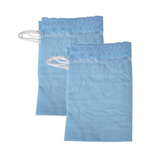 Kuber Industries Bolster Covers | Cotton Bolster Cover Set | Diwan Bolster Cover Set | Bolster Pillow Cover | Plain Lace Print Masand Cover | 16x32 Inch | Pack of 6 | Sky Blue