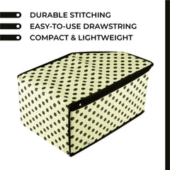 Kuber Industries Blouse Cover | Clothes Storage Bag | Zipper Wardrobe Organizers | Non-Woven Clothes Organiser | Side Transparent Blouse Organizer | Dot-Design | Pack of 12 | Cream