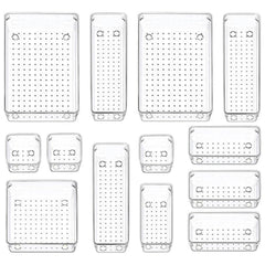 Heart Home Storage Organizer Set | Kitchen Organizer | Makeup Organizer Tray Set | Desk Drawer Divider Tray | Multi-Purpose Organizer Set | Stationery Organizer | 13 Piece Set | Transparent