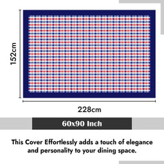 Kuber Industries Dining Table Cover | Cotton Table Cloth Cover | 6-Seater Table Cloth | Table Protector Cover | Table Cover for Dining Table | Blue Check Table Cover | 60x90 Inch | DTC | Red