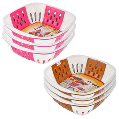 Heart Home Large Multi-Purpose Plastic Storage Baskets for Fruits Vegetables and Kitchen Fridge Dining Table- Pack of 6 (Pink & Brown)-HS42KUBMART25434