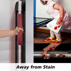 Kuber Industries Fridge Handle Cover | Refrigerator Handle Cover | Fridge Door Handle Protector | Fridge Door Handle Cover | Barik Check Fridge Handle Cover | 2 Piece Set | Maroon