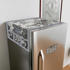 Kuber Industries Fridge Top Cover | Fridge Top Cover with Pockets | Refrigerator Top Cover for Kitchen | Fridge Top Cover with 6 Utility Pockets | Tree Kniting Fridge Cover | Gray