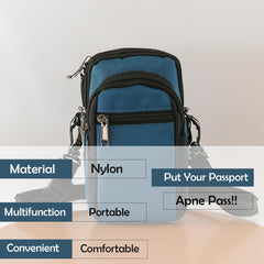 Kuber Industries Paspport Holder for Men & Women|Multifunction Passport Cover Bag|Nylon Passport Pouch for Luggage-Pack of 5 (Blue)