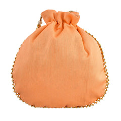Kuber Industries Potli | Silk Wedding Potli | Drawstring Closure Potli | Wallet Potli | Christmas Gift Potli | Baby Shower Potli | Traditional Shagun Potli | Single Side Sequins-Potli | Peach