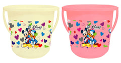 Kuber Industries Disney Team Mickey Print Multipurpose Plastic Bucket,16 LTR (Pink & Cream)-Pack of 2 -HS_35_KUBMARTS17408