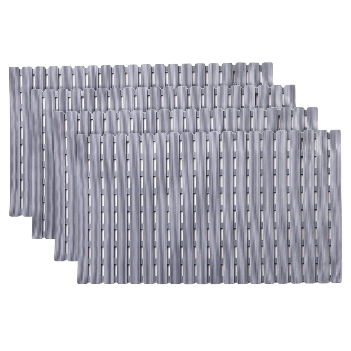 Kuber Industries Bath Mat | PVC Bathroom Mat | Shower Bath Mat | Floor Tub Mat | Bathroom Mud Mat | Anti-Skid Shower Bathroom Mat | JL-01B |Pack of 4| Gray