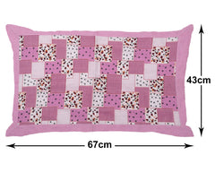 Heart Home Multicheck Floral Print Cotton Pillow Cover- 17x27 Inch, Set of 2 (Pink)