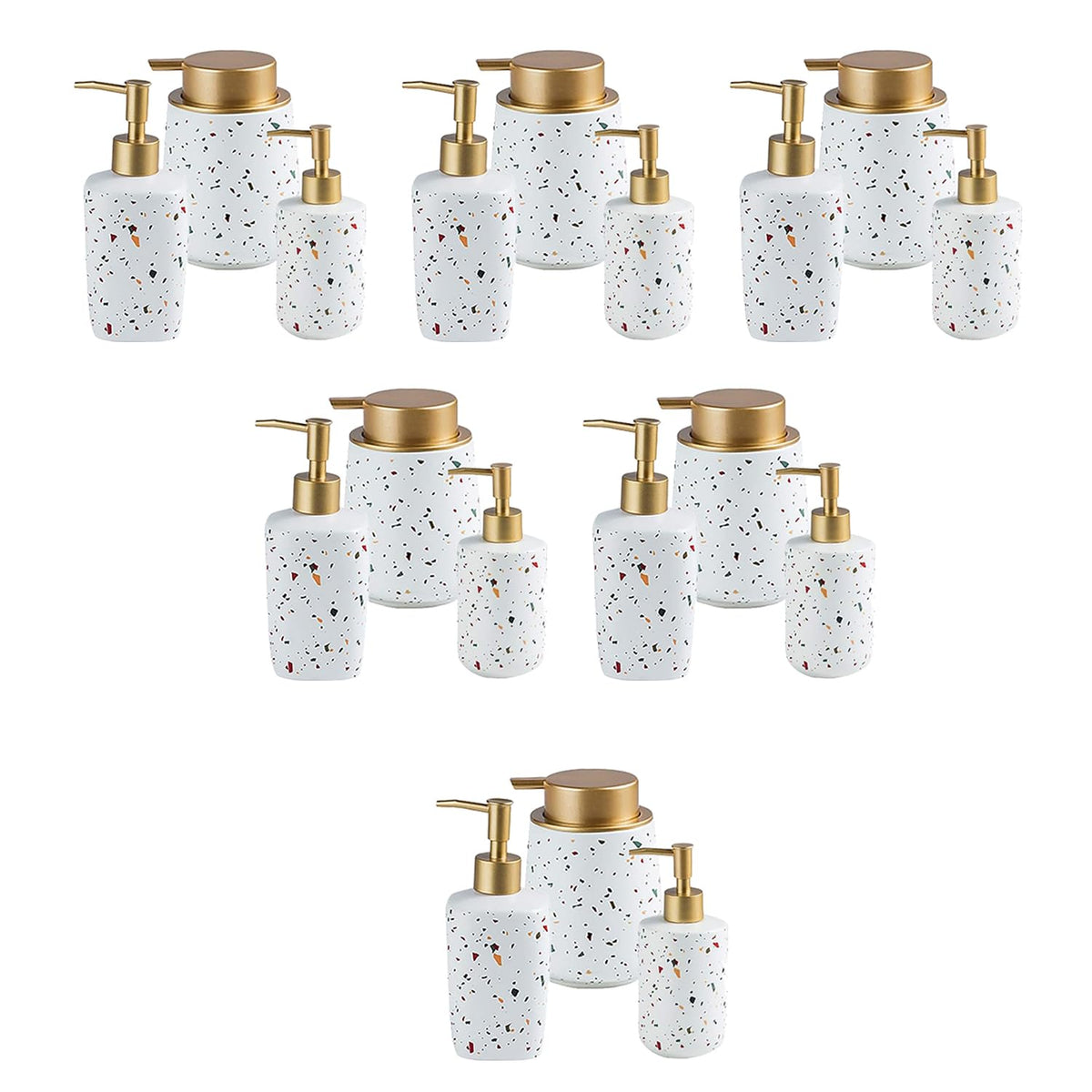 Kuber Industries Liquid Soap Dispenser Set | Handwash Soap Dispenser Set | Soap Dispenser Set for Wash Basin| Bathroom Dispenser Bottle | 6 Piece | Pack of 2 | ZX027WT | White
