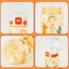 Kuber Industries Pack of 5 Kids Water Bottle With Straw |Sipper Water Bottle For Kids Boys Girls| Water Bottle with Locking Flip Lid | 650 ml | White | SYZ-7782A