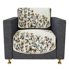 Heart Home Sofa Cover | Single Seater Sofa Slip Cover Set | Side Flower Sofa Cover | Velvet Couch Cover | Sofa Slipcover Set | Sofa Cover for Living Room | Cream