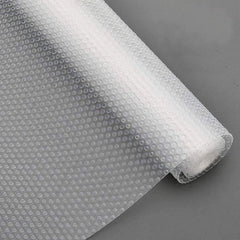 Kuber Industries Waterproof Anti Slip Diamond Textured Mat/Sheet for Kitchen Drawer|Cupboard Shelf & Fridge|Bathroom Shelves Liner 1.5 Mtr (White), Polyvinyl Chloride
