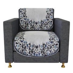 Heart Home Sofa Cover Set | Sofa Slip Cover Set | Blue Digital Leaf Sofa Cover | Velvet 5 Seater Couch Cover | Sofa Slipcover Set | Sofa Cover for Living Room | Gray