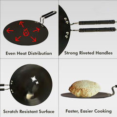 Kuber Industries Hard Anodized Aluminum Chapati Tawa with Bakelite Handle for Cooking | Scratch & Stain Resistant Gas Stove Compatible Tawa for Roti, Dosa, Chilla & Paratha | Black