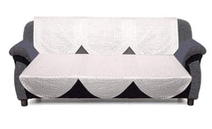 Kuber Industries Flower Design Shining Cotton 7 Piece 5 Seater Sofa Cover with Center Table Cover (Cream) CTKTC34057