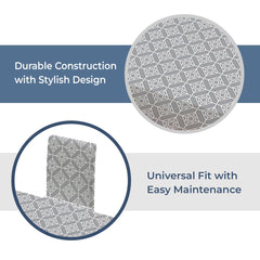 Kuber Industries Set of 7 Waterproof & Oil Repellent Dining Table Chair Cover 6 Seater Full Set | Washable & Dustproof Table & Seat Cover Protector Slipcover | Trellis Pattern Grey