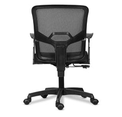 Kuber Industries Ergonomic Revolving Office Chairs for Work from Home | Comes with Manual Height Adjustable, Armrest & 2D Lumbar Support | Comfy Study Chair for Students with Wheels | Black