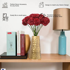 Kuber Industries (Set of 3) Metal Flower Vase Stand for Living Room Corner - Show Pieces for Dining Table - Cone Shaped Vase for Plants Decoration (Gold)