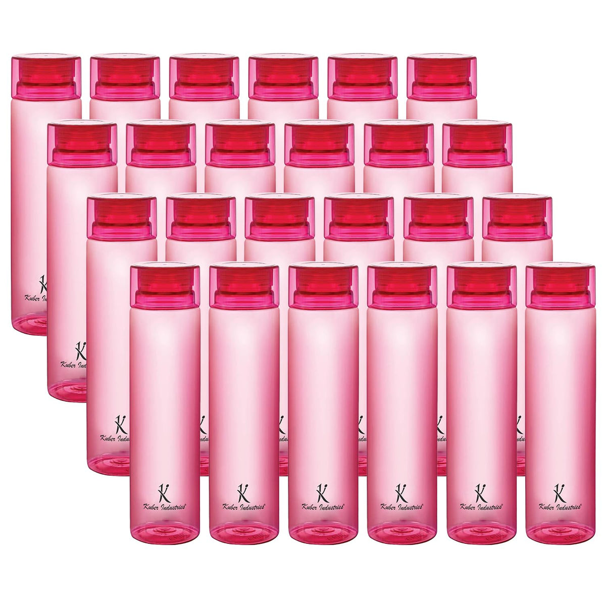 Kuber Industries BPA Free Plastic Water Bottles | Breakproof, Leakproof, Food Grade PET Bottles | Water Bottle for Kids & Adults | Plastic Bottle Set of 4 |Pink (Pack of 6)
