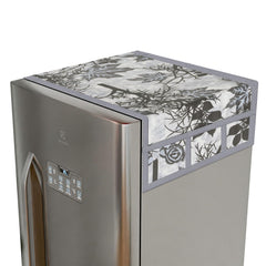 Kuber Industries Fridge Top Cover | Fridge Top Cover with Pockets | Refrigerator Top Cover for Kitchen | Fridge Top Cover with 6 Utility Pockets | Tree Kniting Fridge Cover | Gray