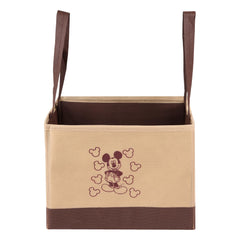 Heart Home Disney Mickey Drawer Storage Box|Storage Box for Clothes|Wardrobe Organizer for Books|Closet Box with Handle|Clothes Drawer Organizer|Small|Beige & Brown