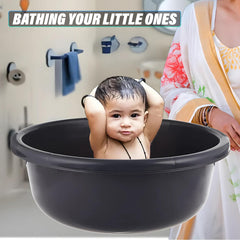 Kuber Industries Bath Tub|Versatile Plastic Utility Gaint Tub|Durable Deep Tub for Baby Bathing|Washing Clothes|Feeding Pan|26 Liter (Grey)