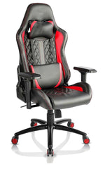 Kuber Industries Ergosmart PC Gaming Chairs with Arm Rest & Wheels | Comes with Headrest & Lumbar Support Cushions | Comfortable Chair for Long Sitting & Back Pain Relief Support | Red & Black