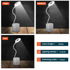 Kuber Industries Monochrome White Pencil Holder Lamp |Rechargeable Table Light with USB|Battery Capacity 1200mAh-Pack of 5 (White)